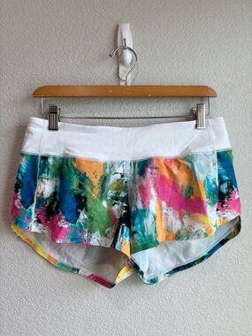 Lululemon Speed Up Low Rise Lined Shorts 2.5" No Limits White Multi White Size 6